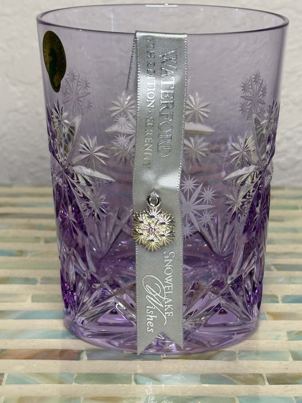 Waterford Snowflake Wishes Serenity Lavender DOF Lead Crystal Glass
